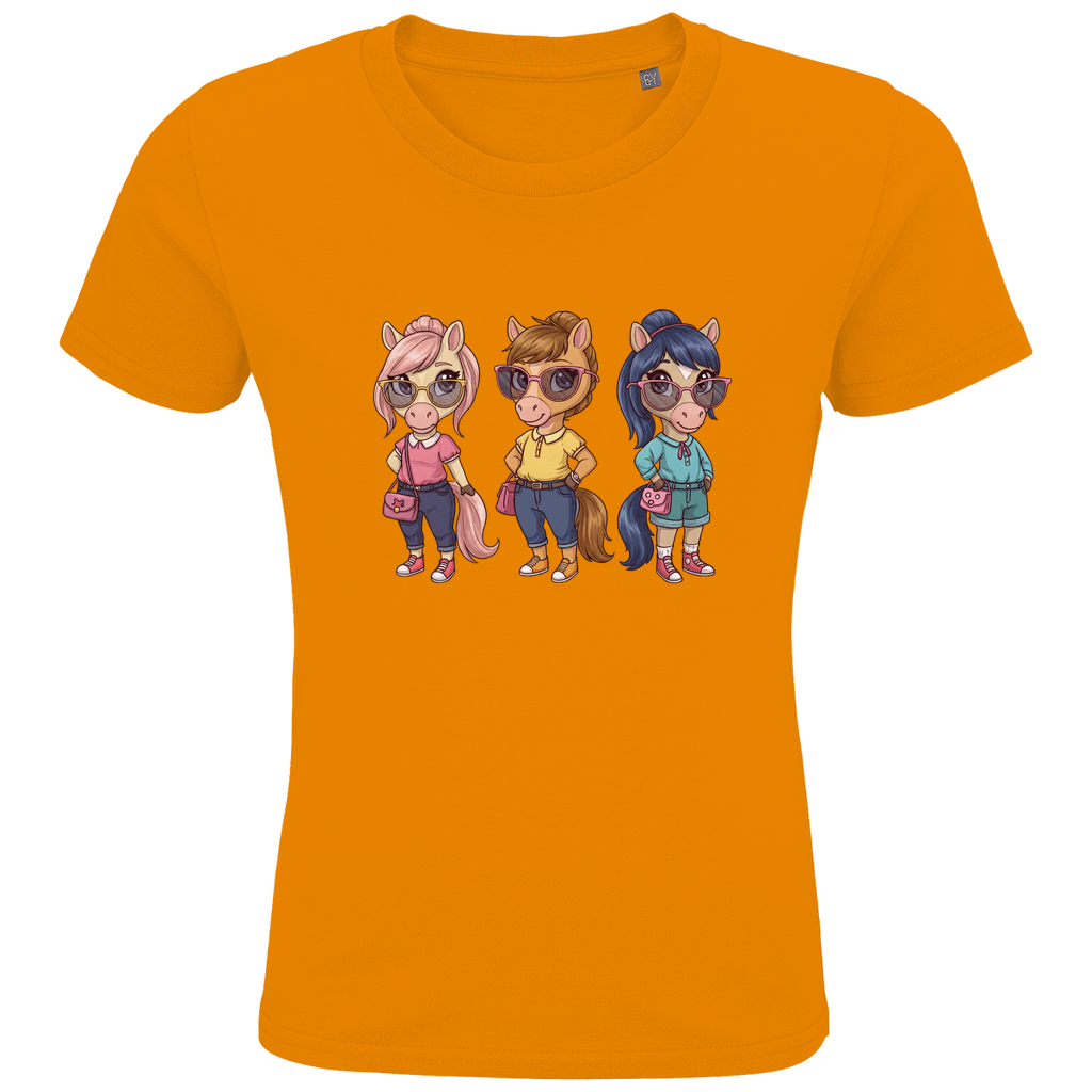 Kinder Bio T-Shirt - Drei Süße Pferde - KinderMode Shop super angenehm Online Kaufen Bestellen Deutschland