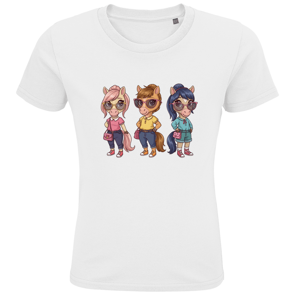 Kinder Bio T-Shirt - Drei Süße Pferde - KinderMode Shop super angenehm Online Kaufen Bestellen Deutschland