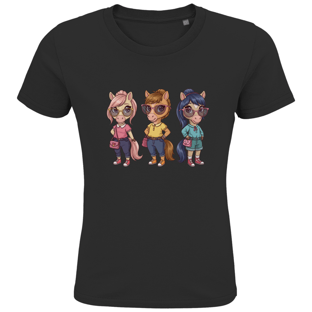 Kinder Bio T-Shirt - Drei Süße Pferde - KinderMode Shop super angenehm Online Kaufen Bestellen Deutschland