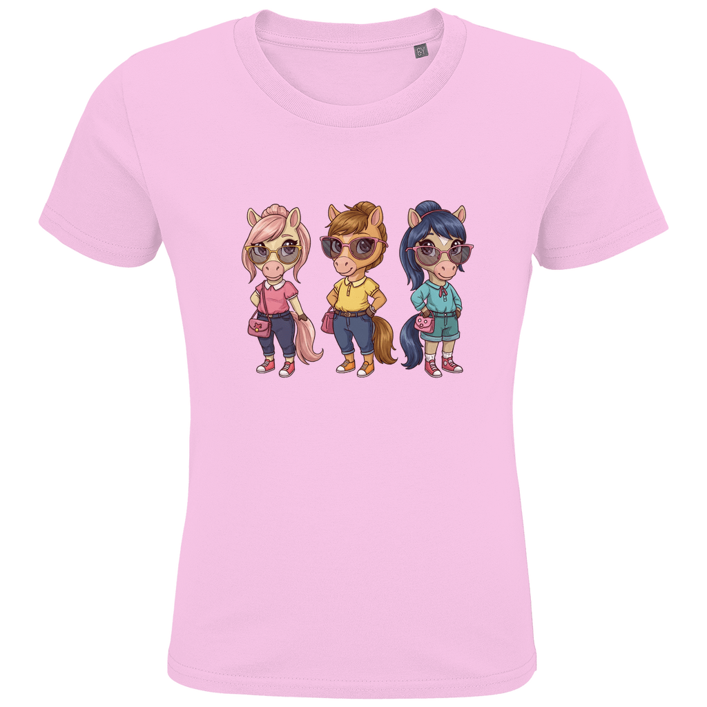 Kinder Bio T-Shirt - Drei Süße Pferde - KinderMode Shop super angenehm Online Kaufen Bestellen Deutschland