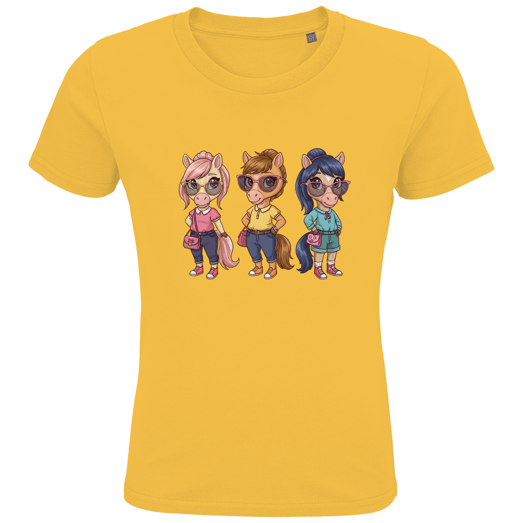 Kinder Bio T-Shirt - Drei Süße Pferde - KinderMode Shop super angenehm Online Kaufen Bestellen Deutschland