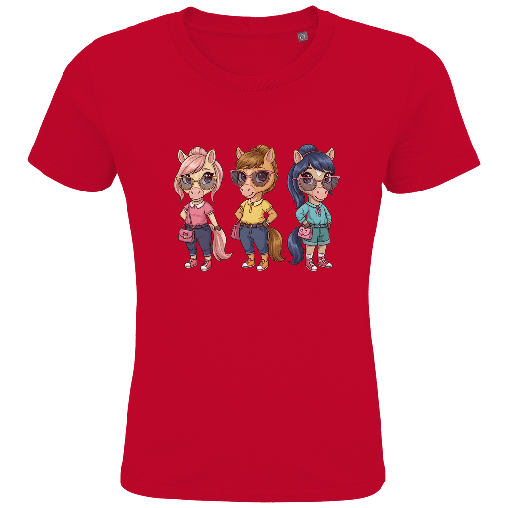 Kinder Bio T-Shirt - Drei Süße Pferde - KinderMode Shop super angenehm Online Kaufen Bestellen Deutschland