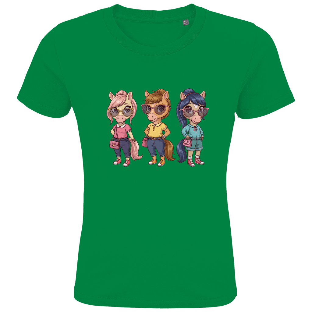 Kinder Bio T-Shirt - Drei Süße Pferde - KinderMode Shop super angenehm Online Kaufen Bestellen Deutschland