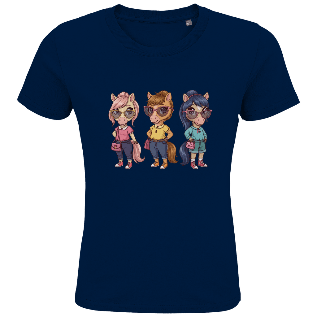 Kinder Bio T-Shirt - Drei Süße Pferde - KinderMode Shop super angenehm Online Kaufen Bestellen Deutschland