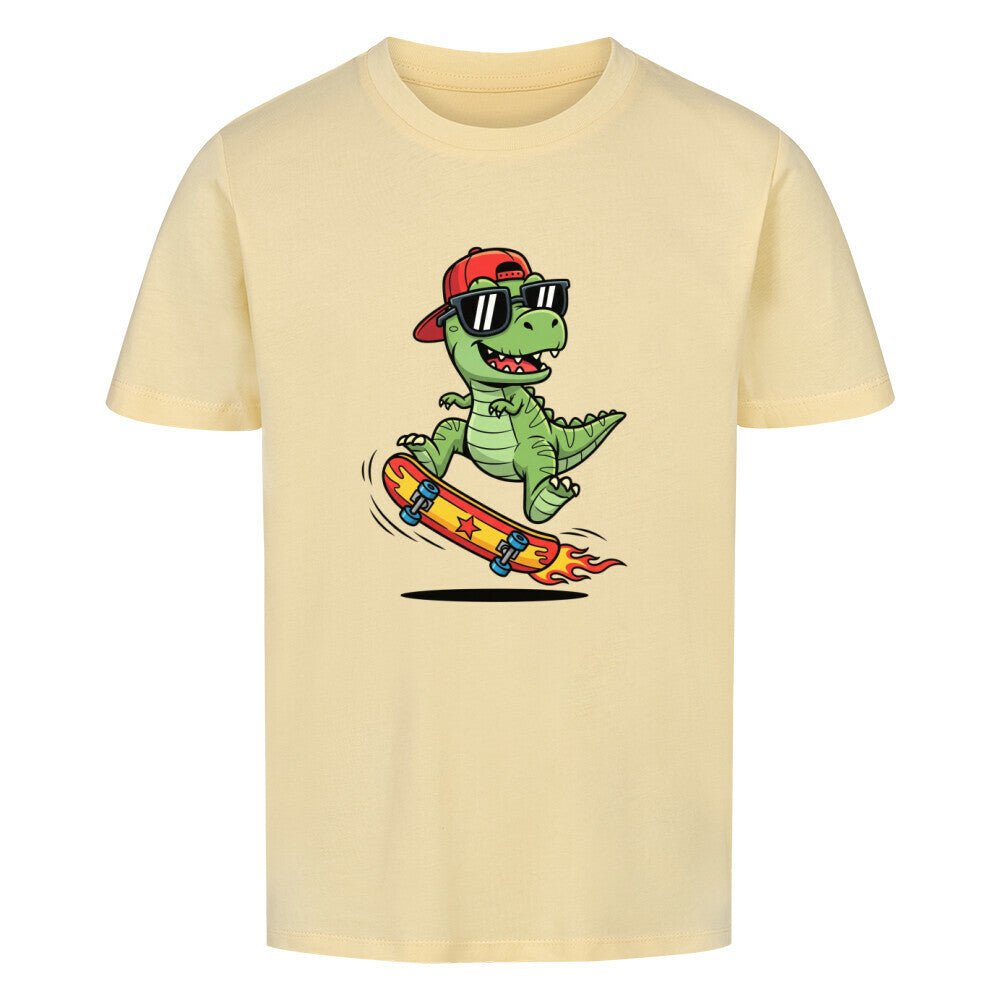 Kinder Cooler Dino Skateboard T-Shirt - Bio Baumwolle - KinderMode Shop super angenehm Online Kaufen Bestellen Deutschland