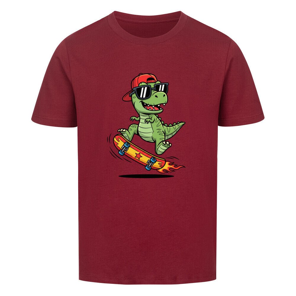 Kinder Cooler Dino Skateboard T-Shirt - Bio Baumwolle - KinderMode Shop super angenehm Online Kaufen Bestellen Deutschland