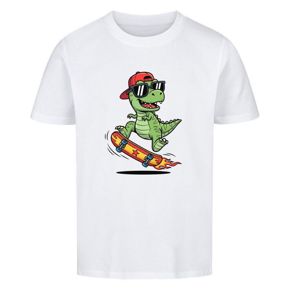 Kinder Cooler Dino Skateboard T-Shirt - Bio Baumwolle - KinderMode Shop super angenehm Online Kaufen Bestellen Deutschland