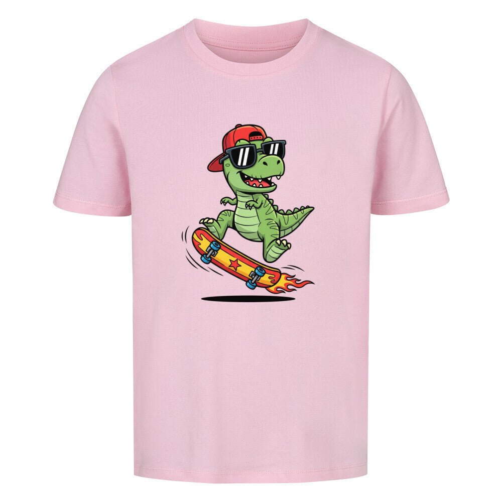 Kinder Cooler Dino Skateboard T-Shirt - Bio Baumwolle - KinderMode Shop super angenehm Online Kaufen Bestellen Deutschland