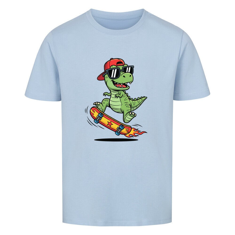 Kinder Cooler Dino Skateboard T-Shirt - Bio Baumwolle - KinderMode Shop super angenehm Online Kaufen Bestellen Deutschland
