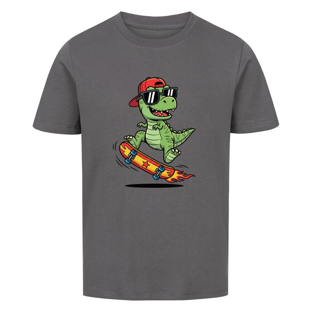 Kinder Cooler Dino Skateboard T-Shirt - Bio Baumwolle - KinderMode Shop super angenehm Online Kaufen Bestellen Deutschland
