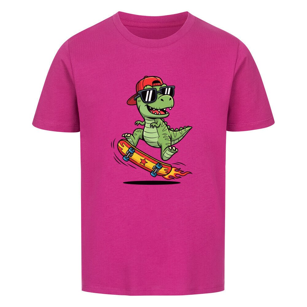 Kinder Cooler Dino Skateboard T-Shirt - Bio Baumwolle - KinderMode Shop super angenehm Online Kaufen Bestellen Deutschland