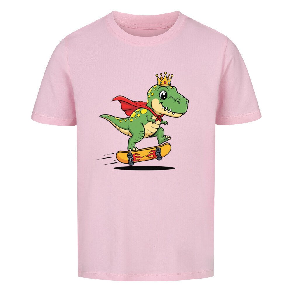 Kinder König Dino Skateboard T-Shirt - Bio Baumwolle - KinderMode Shop super angenehm Online Kaufen Bestellen Deutschland