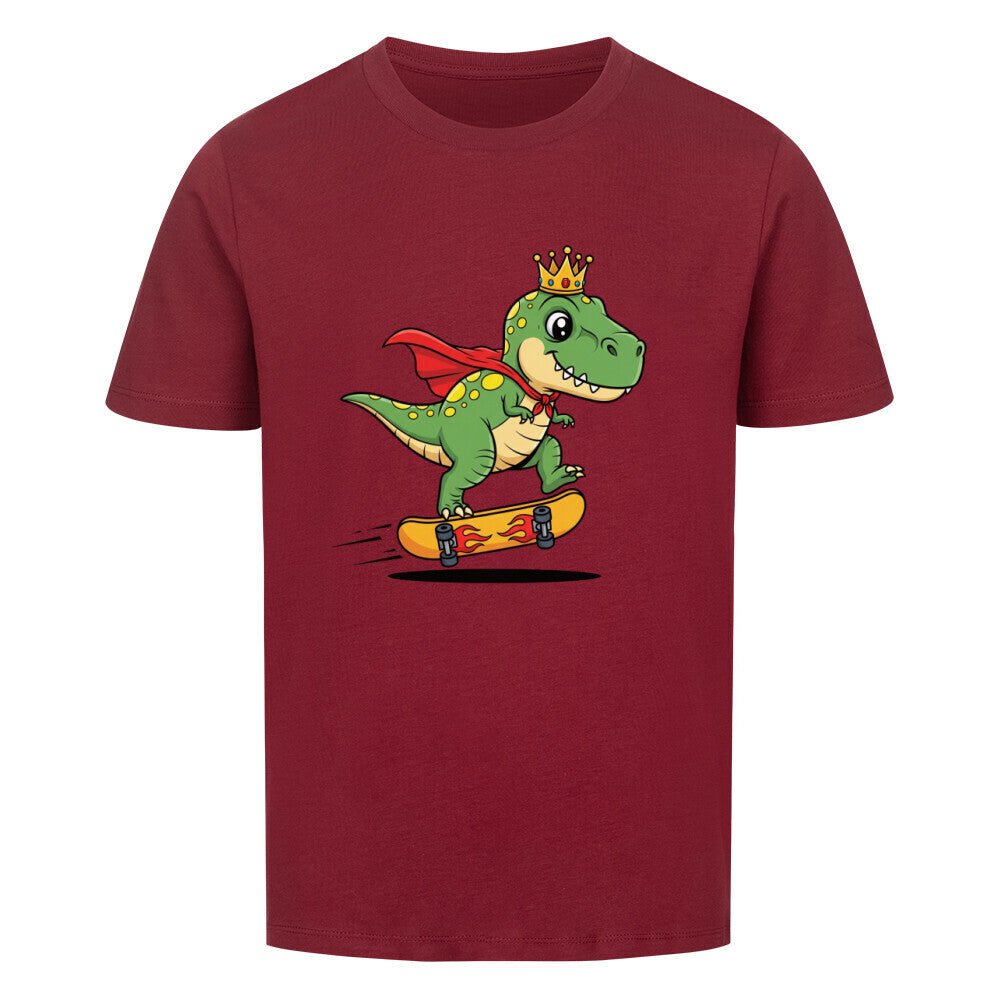 Kinder König Dino Skateboard T-Shirt - Bio Baumwolle - KinderMode Shop super angenehm Online Kaufen Bestellen Deutschland