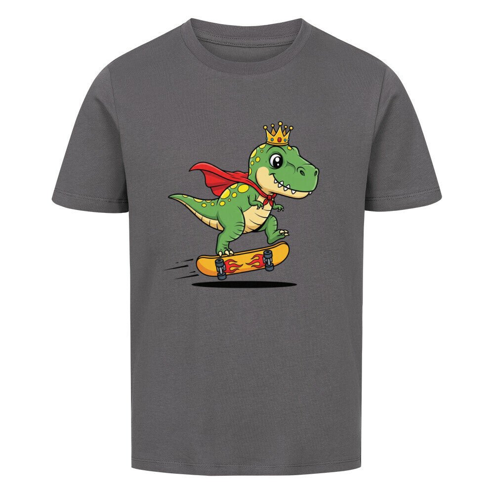 Kinder König Dino Skateboard T-Shirt - Bio Baumwolle - KinderMode Shop super angenehm Online Kaufen Bestellen Deutschland
