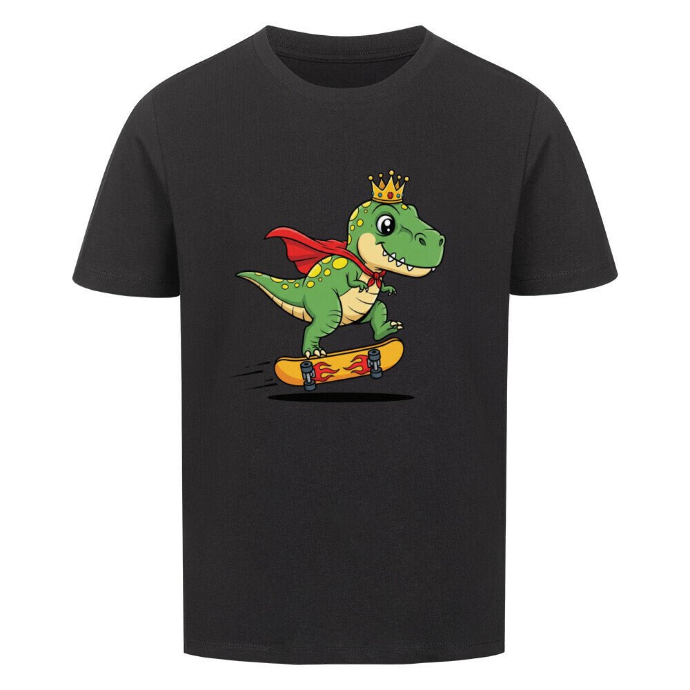 Kinder König Dino Skateboard T-Shirt - Bio Baumwolle - KinderMode Shop super angenehm Online Kaufen Bestellen Deutschland