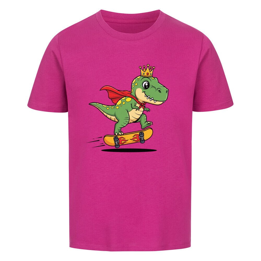 Kinder König Dino Skateboard T-Shirt - Bio Baumwolle - KinderMode Shop super angenehm Online Kaufen Bestellen Deutschland