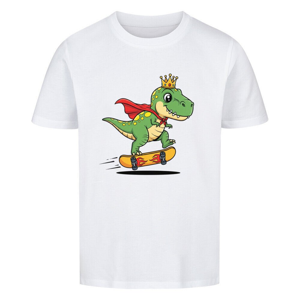 Kinder König Dino Skateboard T-Shirt - Bio Baumwolle - KinderMode Shop super angenehm Online Kaufen Bestellen Deutschland