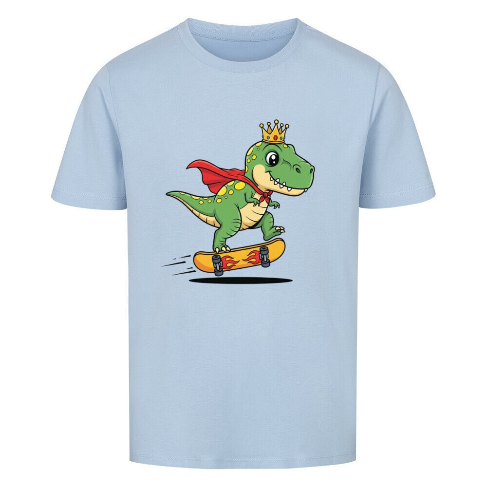 Kinder König Dino Skateboard T-Shirt - Bio Baumwolle - KinderMode Shop super angenehm Online Kaufen Bestellen Deutschland