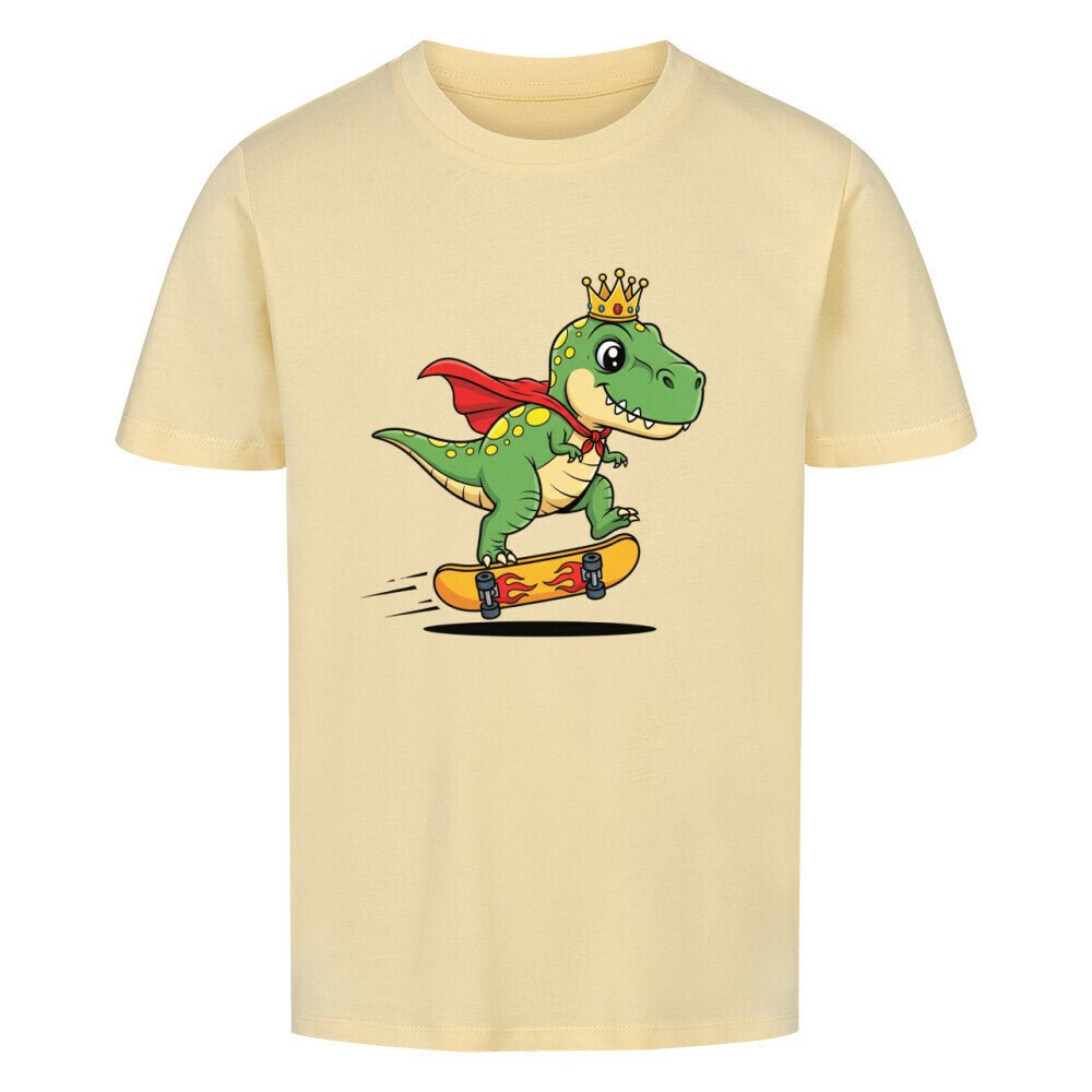 Kinder König Dino Skateboard T-Shirt - Bio Baumwolle - KinderMode Shop super angenehm Online Kaufen Bestellen Deutschland