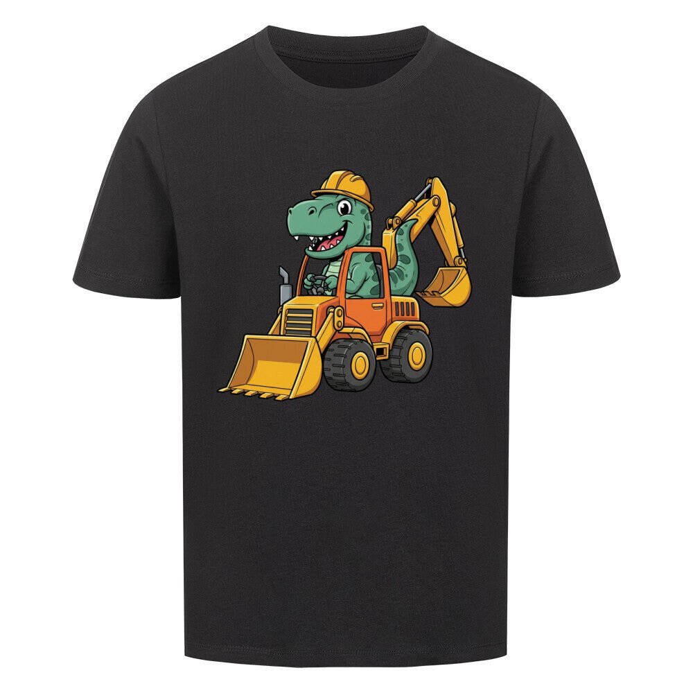 Kinder Premium Organic Baumwolle T-Shirt - Dino auf Bagger - KinderMode Shop super angenehm Online Kaufen Bestellen Deutschland