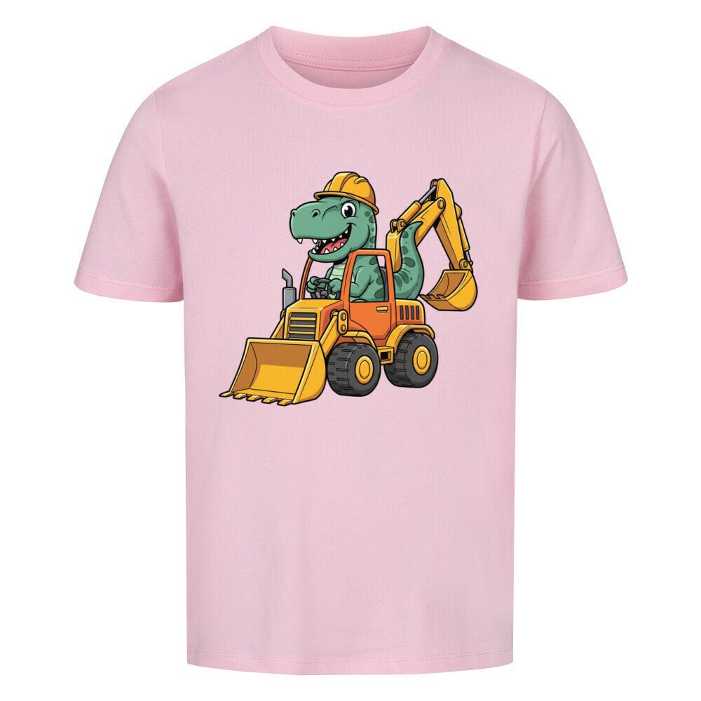 Kinder Premium Organic Baumwolle T-Shirt - Dino auf Bagger - KinderMode Shop super angenehm Online Kaufen Bestellen Deutschland