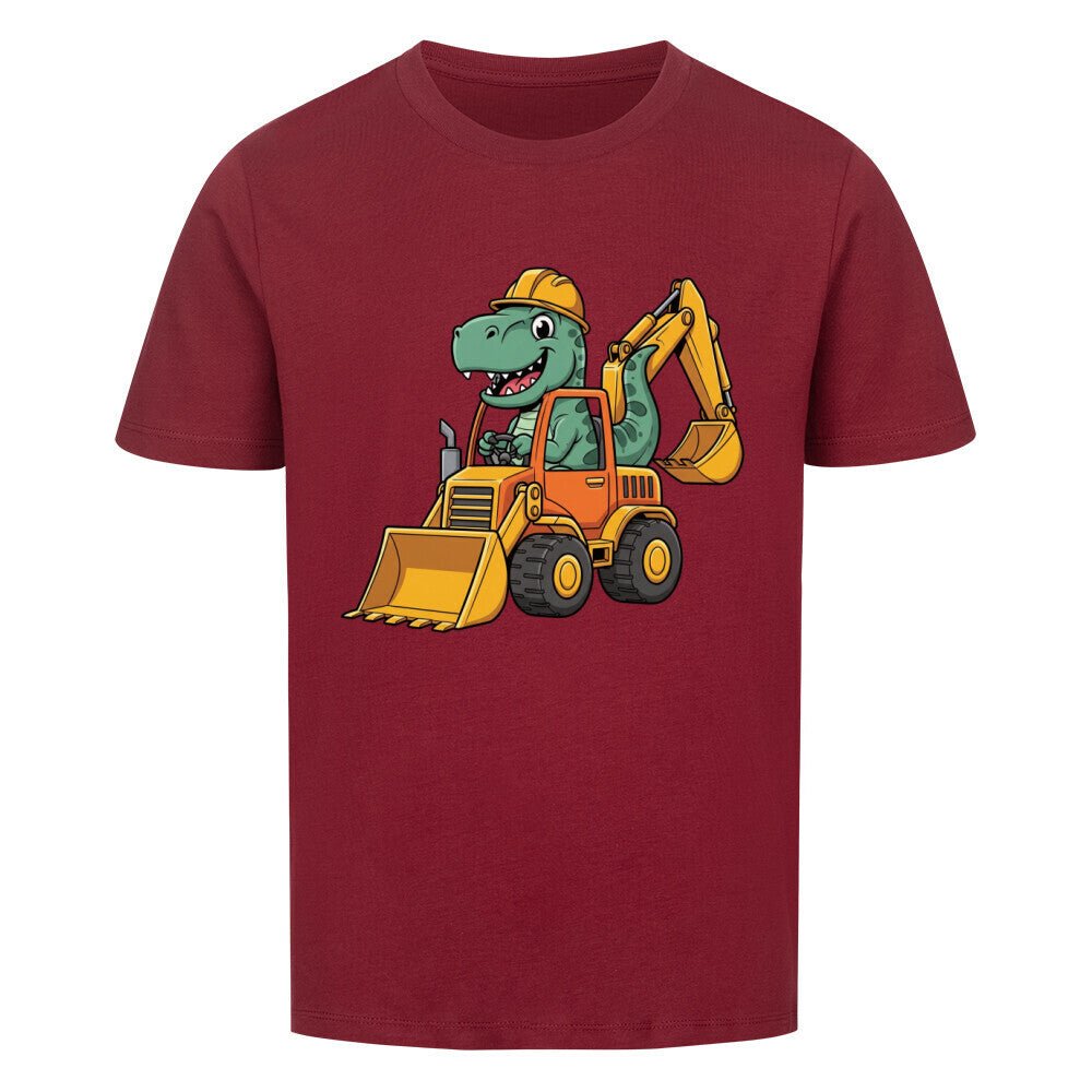Kinder Premium Organic Baumwolle T-Shirt - Dino auf Bagger - KinderMode Shop super angenehm Online Kaufen Bestellen Deutschland