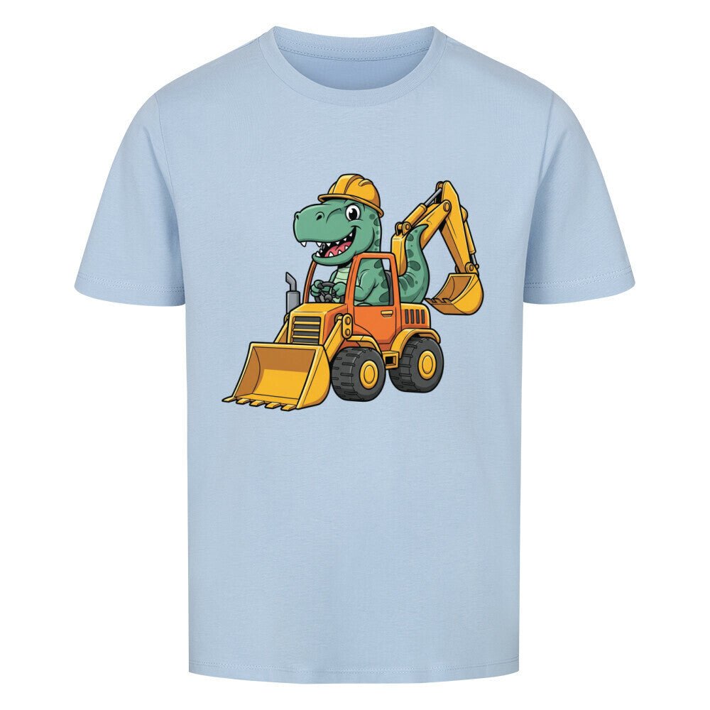 Kinder Premium Organic Baumwolle T-Shirt - Dino auf Bagger - KinderMode Shop super angenehm Online Kaufen Bestellen Deutschland