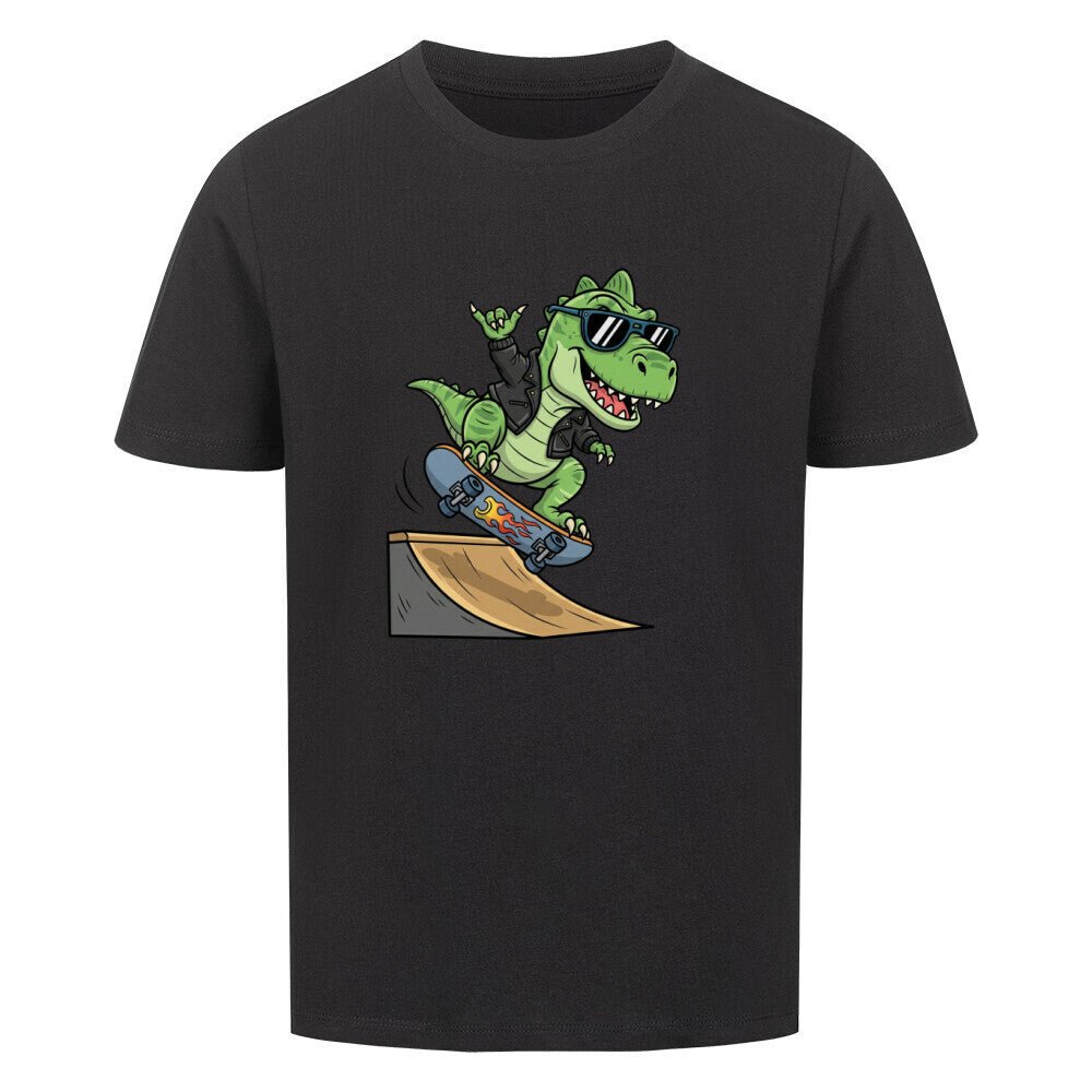 Kinder T-Shirt Bio Baumwolle - Cooler Dino auf Skateboard - KinderMode Shop super angenehm Online Kaufen Bestellen Deutschland
