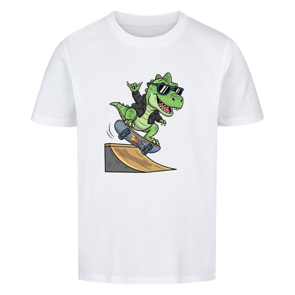 Kinder T-Shirt Bio Baumwolle - Cooler Dino auf Skateboard - KinderMode Shop super angenehm Online Kaufen Bestellen Deutschland