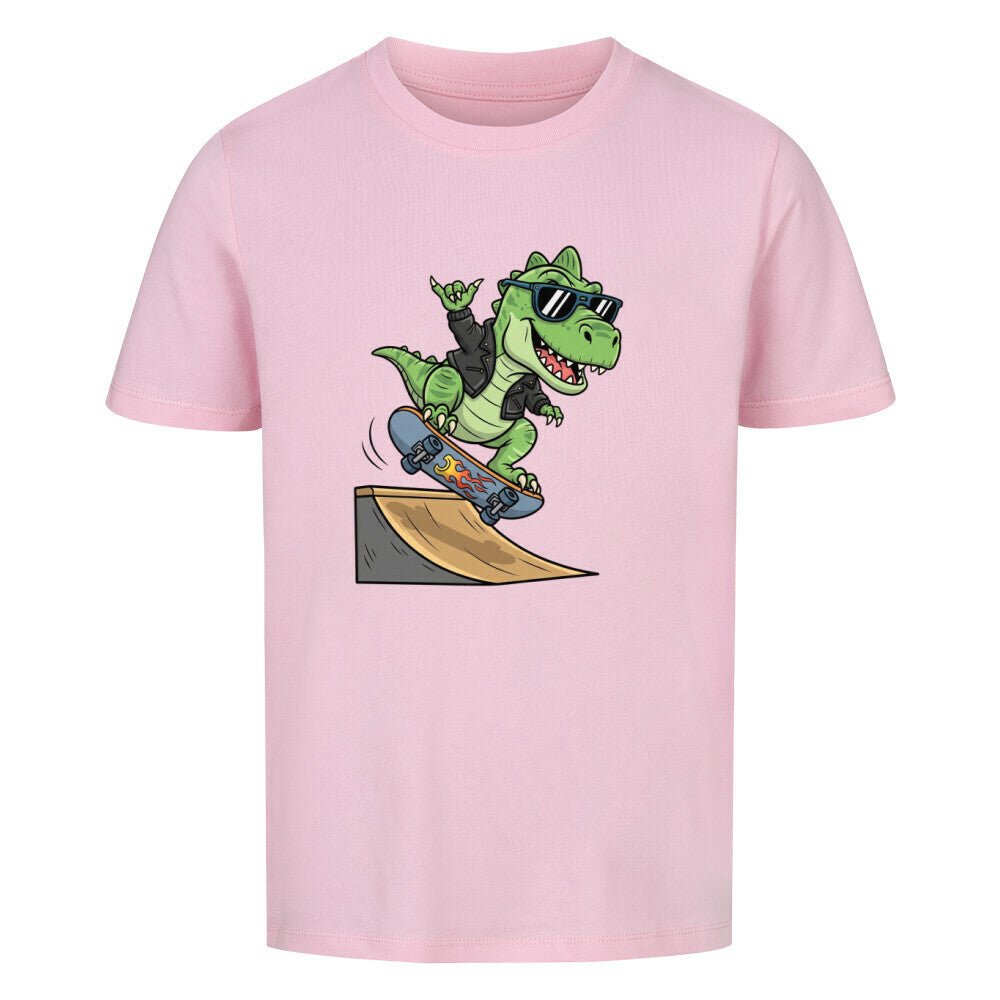 Kinder T-Shirt Bio Baumwolle - Cooler Dino auf Skateboard - KinderMode Shop super angenehm Online Kaufen Bestellen Deutschland