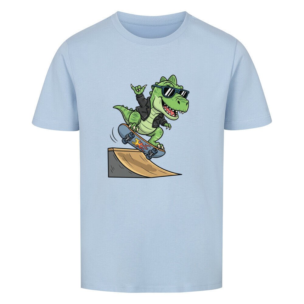 Kinder T-Shirt Bio Baumwolle - Cooler Dino auf Skateboard - KinderMode Shop super angenehm Online Kaufen Bestellen Deutschland