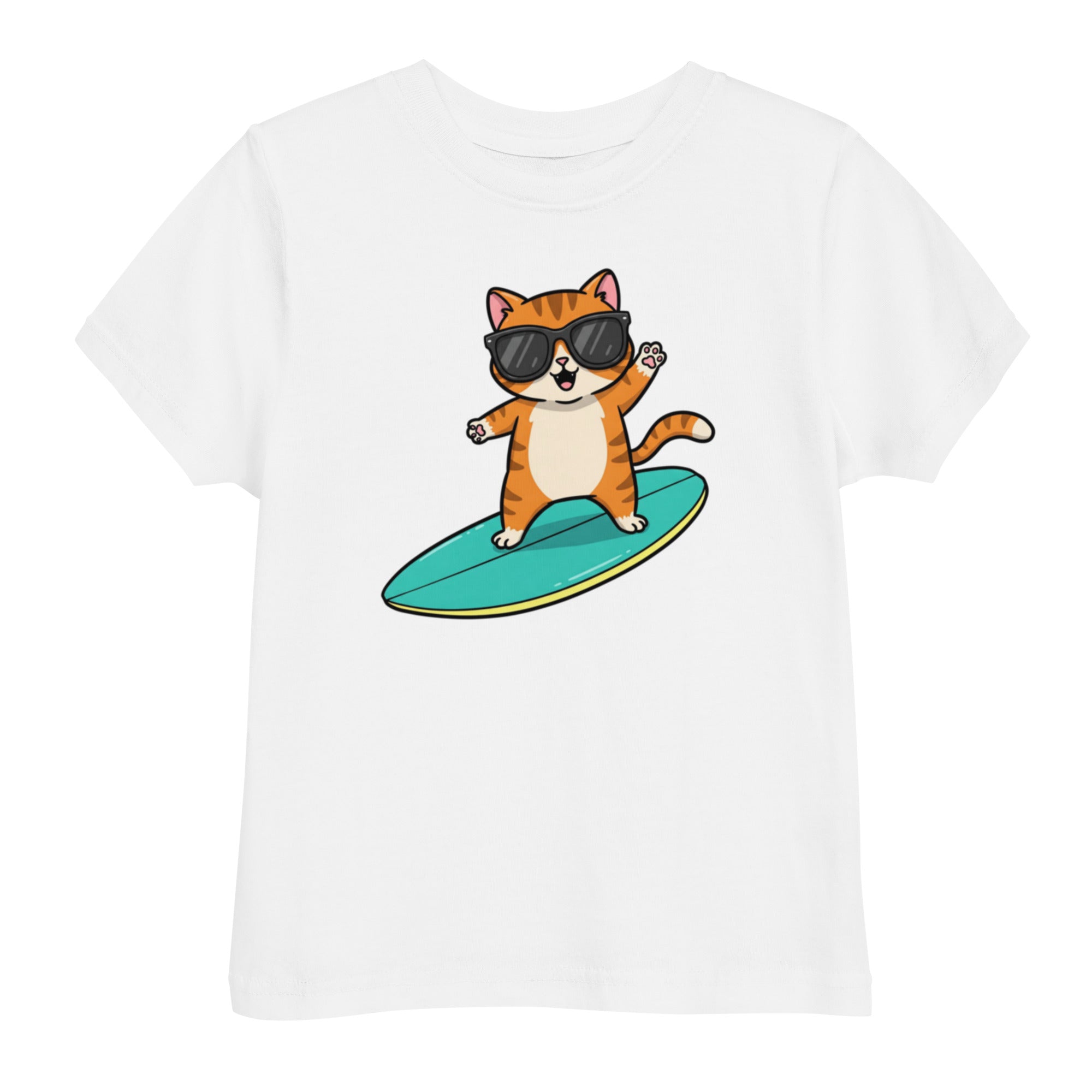 Kinder T-Shirt - Coole Katze, Surfboard - KinderMode Shop super angenehm Online Kaufen Bestellen Deutschland