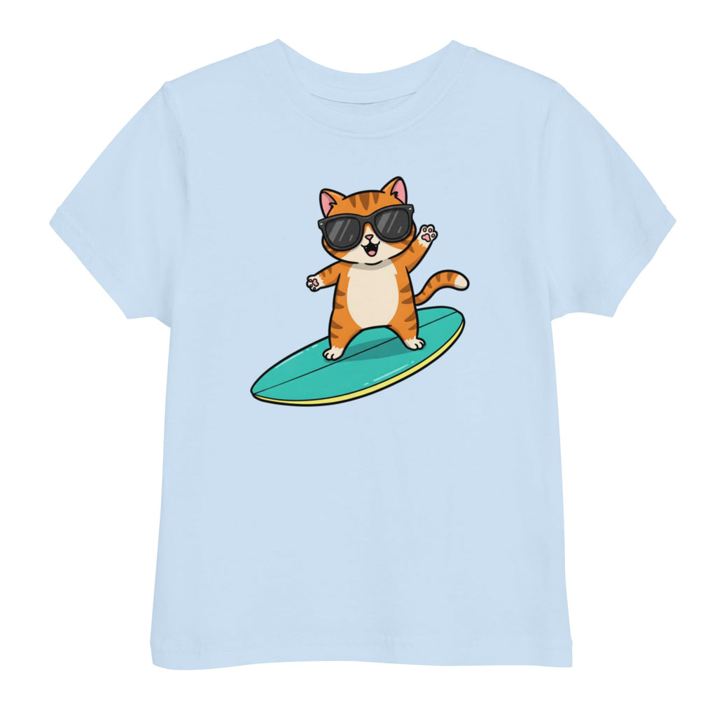 Kinder T-Shirt - Coole Katze, Surfboard - KinderMode Shop super angenehm Online Kaufen Bestellen Deutschland