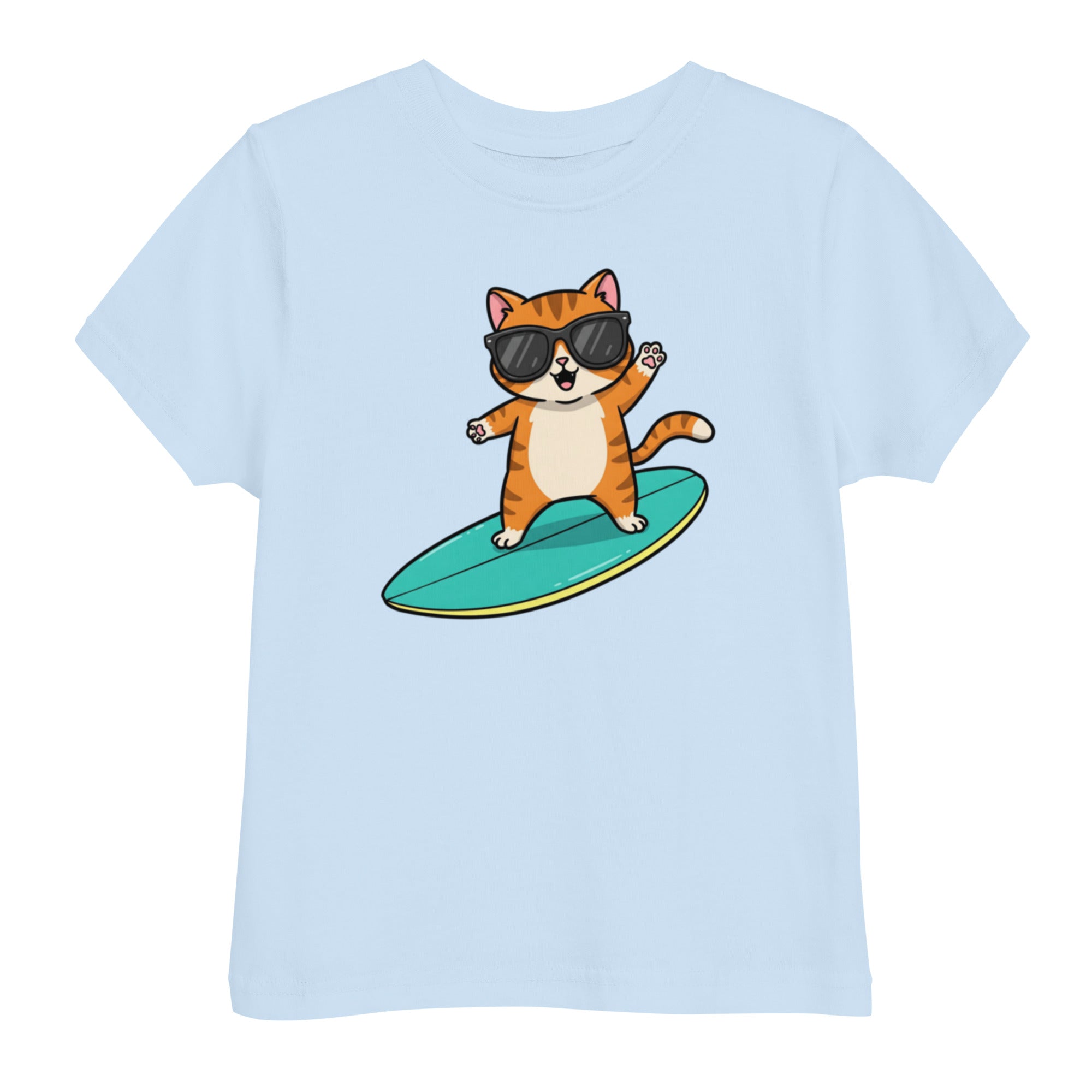 Kinder T-Shirt - Coole Katze, Surfboard - KinderMode Shop super angenehm Online Kaufen Bestellen Deutschland
