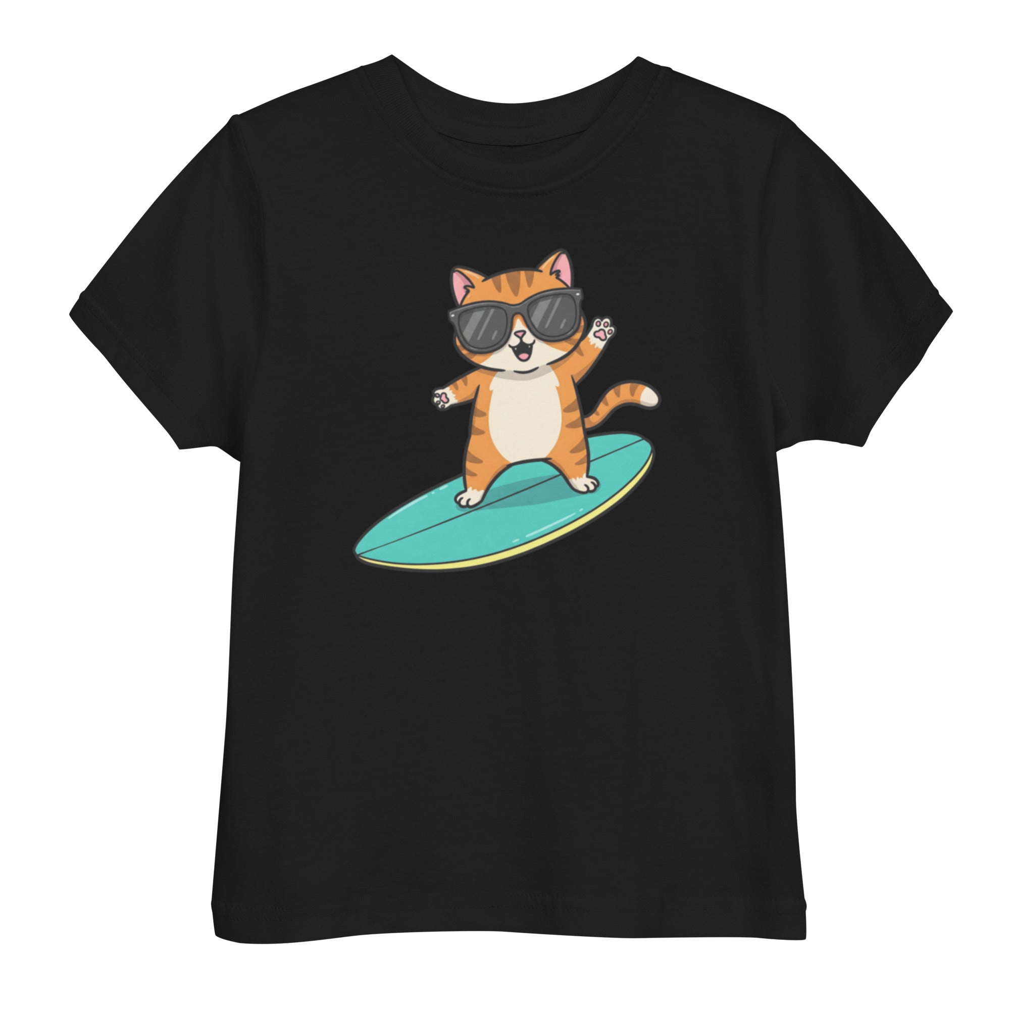 Kinder T-Shirt - Coole Katze, Surfboard - KinderMode Shop super angenehm Online Kaufen Bestellen Deutschland
