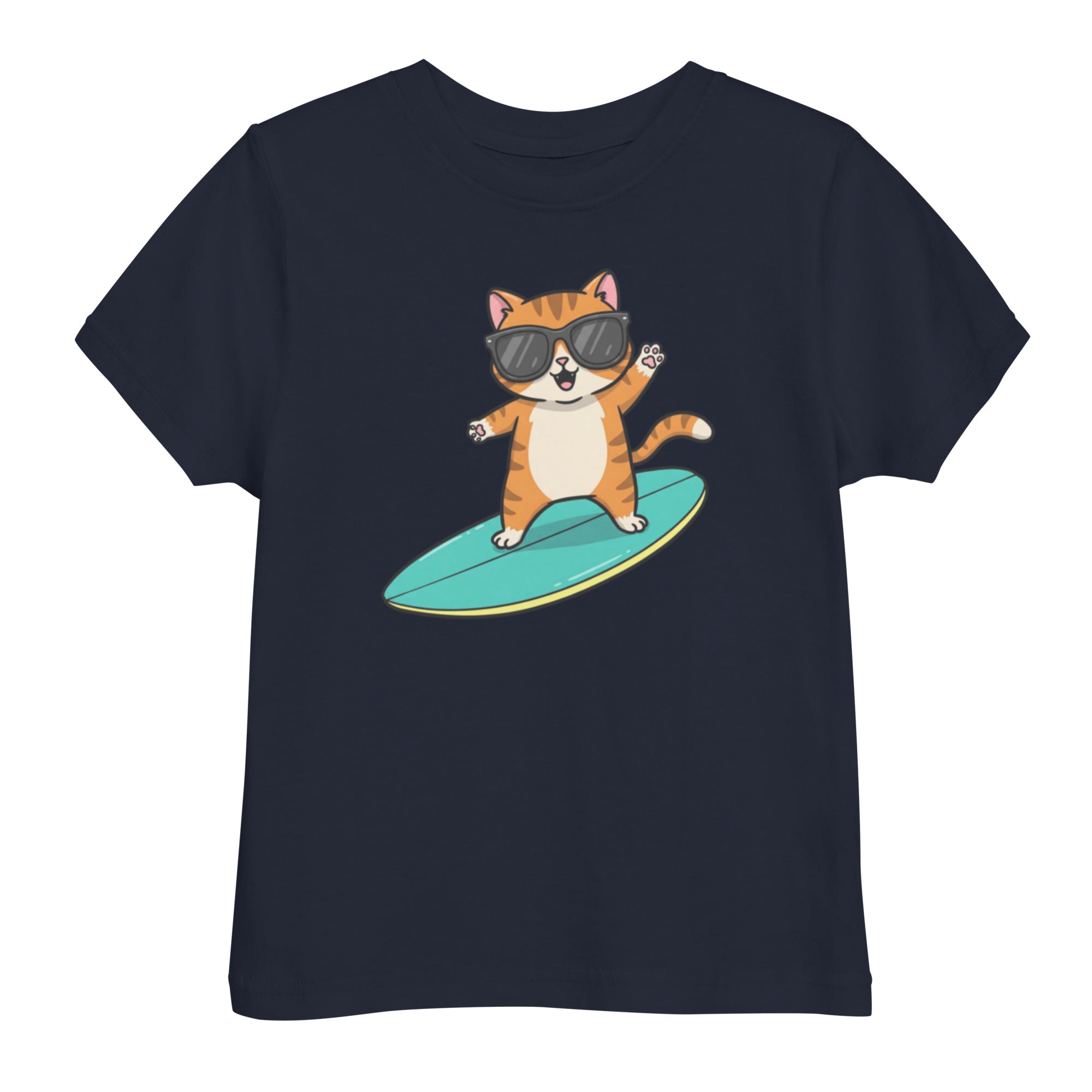 Kinder T-Shirt - Coole Katze, Surfboard - KinderMode Shop super angenehm Online Kaufen Bestellen Deutschland
