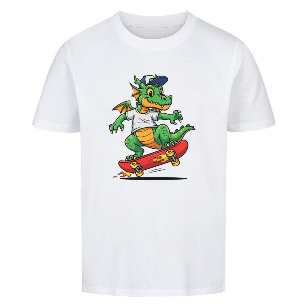 Kinder T-Shirt - Cooler Drache auf Skateboard - KinderMode Shop super angenehm Online Kaufen Bestellen Deutschland