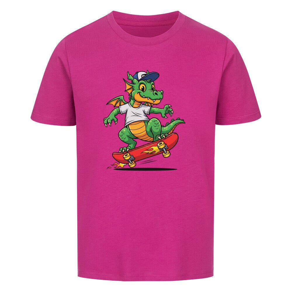 Kinder T-Shirt - Cooler Drache auf Skateboard - KinderMode Shop super angenehm Online Kaufen Bestellen Deutschland