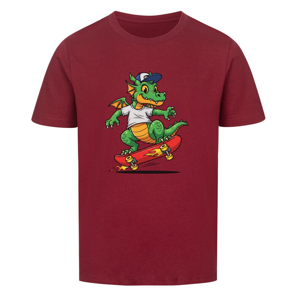Kinder T-Shirt - Cooler Drache auf Skateboard - KinderMode Shop super angenehm Online Kaufen Bestellen Deutschland