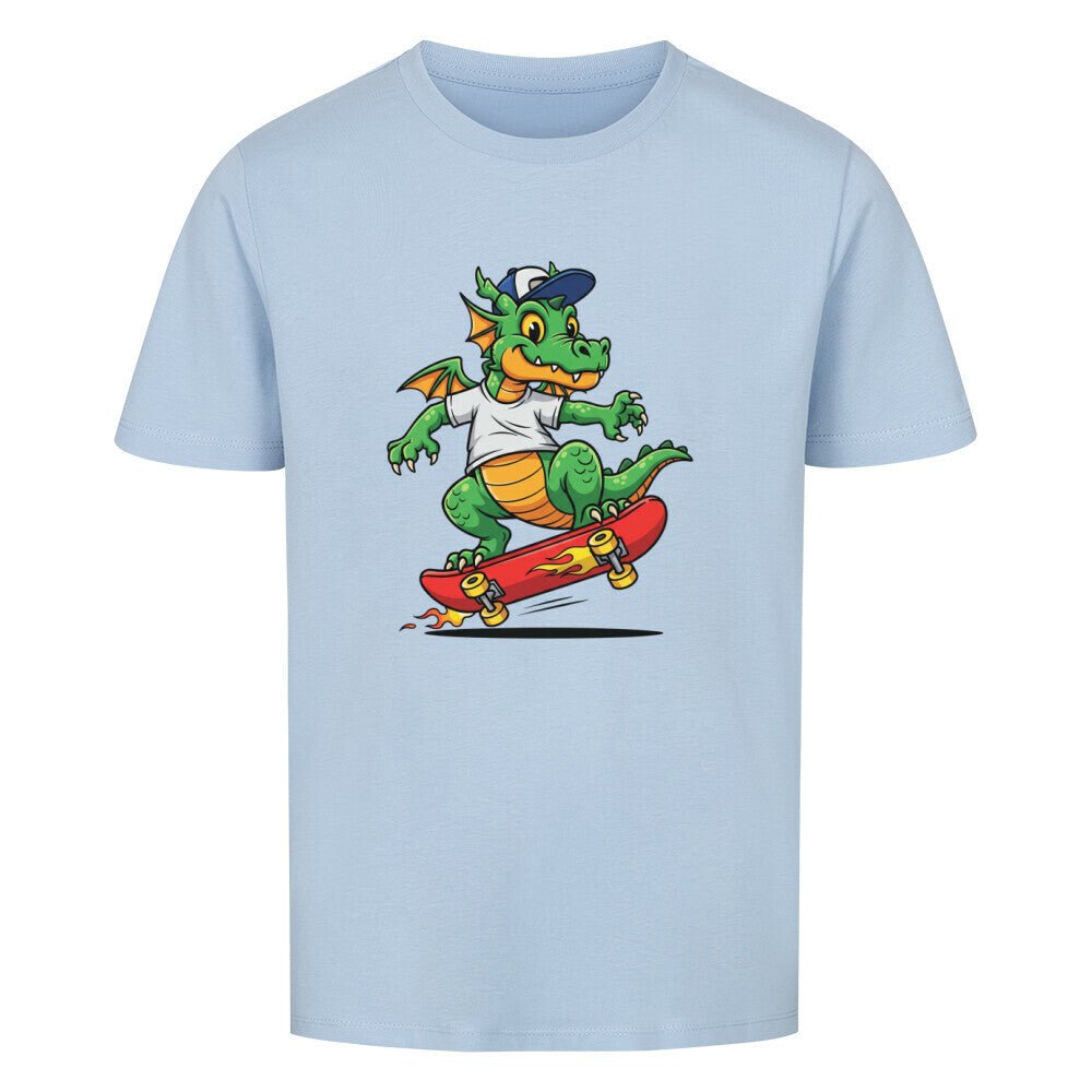 Kinder T-Shirt - Cooler Drache auf Skateboard - KinderMode Shop super angenehm Online Kaufen Bestellen Deutschland