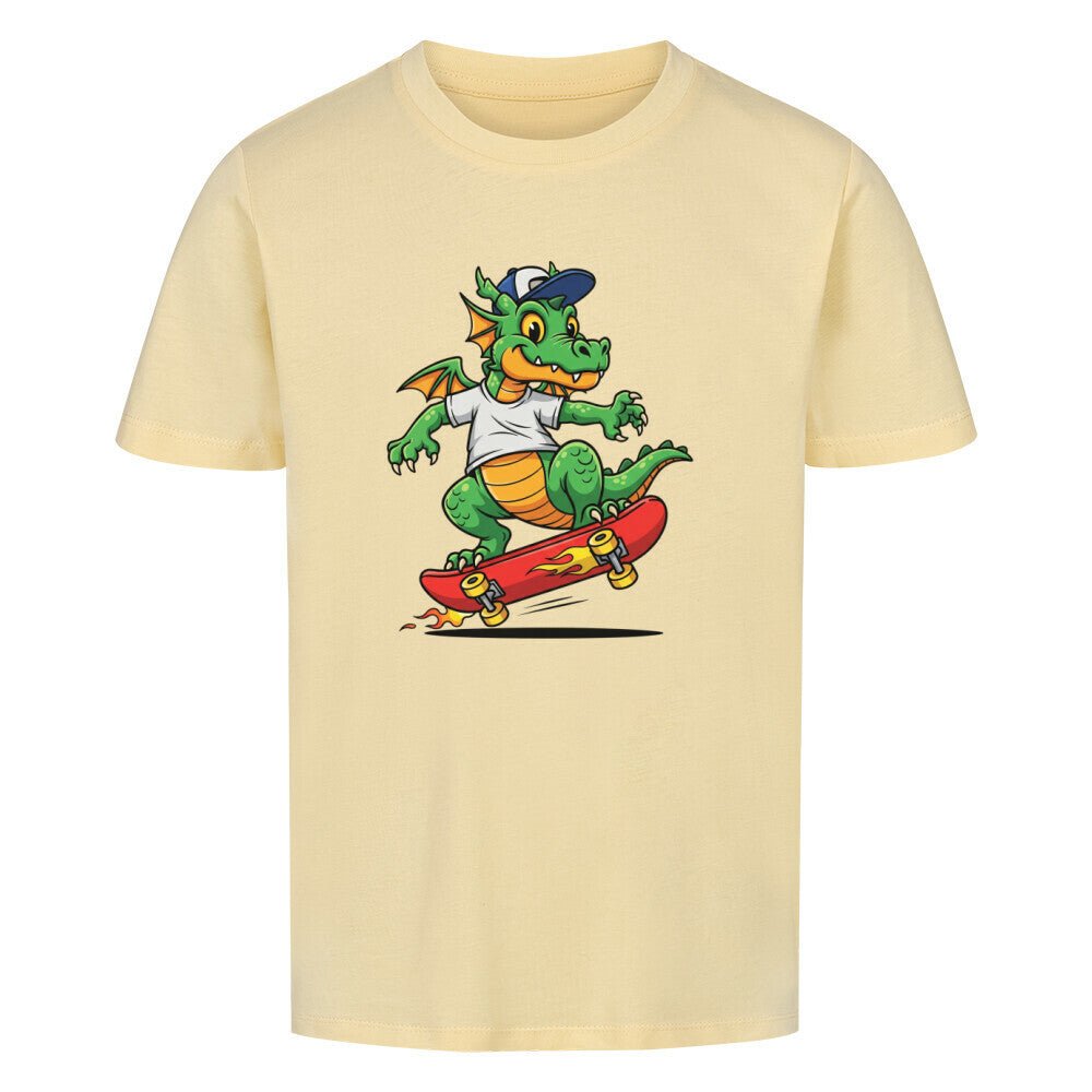 Kinder T-Shirt - Cooler Drache auf Skateboard - KinderMode Shop super angenehm Online Kaufen Bestellen Deutschland
