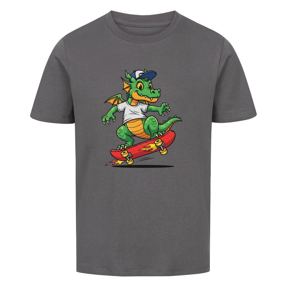 Kinder T-Shirt - Cooler Drache auf Skateboard - KinderMode Shop super angenehm Online Kaufen Bestellen Deutschland