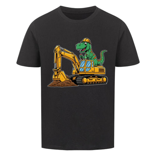Dinosaurier im Bagger Baufahrzeug - Premium Bio Baumwolle Kinder T-Shirt
schwarz