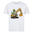 Bagger Dino Motiv Baustelle - Premium Kinder T-Shirt Bio-Baumwolle
weiß