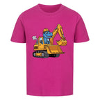 Dinosaurier im Bagger Baufahrzeug Motiv - Premium Bio-Baumwolle Kinder T-Shirt Pink