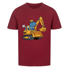 Dinosaurier im Bagger Baufahrzeug Motiv - Premium Bio-Baumwolle Kinder T-Shirt dunkel rot