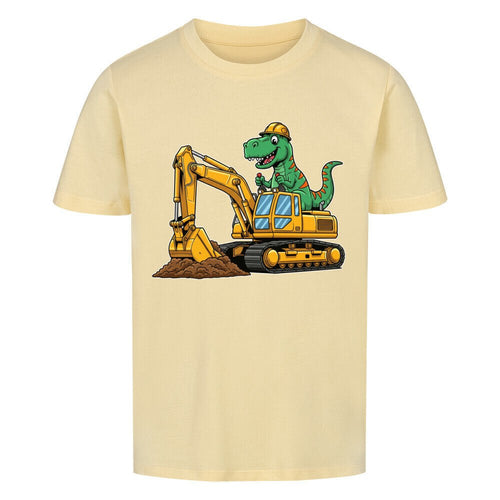 Dinosaurier im Bagger Baufahrzeug - Premium Bio Baumwolle Kinder T-Shirt
beige