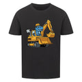 Dinosaurier im Bagger Baufahrzeug - Premium Bio-Baumwolle Kinder T-Shirt
schwarz