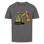 Bagger Dino Motiv Baustelle - Premium Kinder T-Shirt Bio-Baumwolle
grau