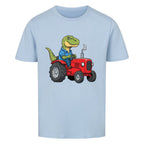 Dino T-Rex fährt Traktor - Bio Kinder T-Shirt Bauernhof Motiv
baby blau